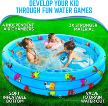 Load image into Gallery viewer, Inflatable Kiddie Pool for Kids - Kids Pools for Backyard - Swimming Pool for Kids, Toddlers, Baby - 3 Ring Pools for Inside and Outside - Durable Material with Soft Blow Up Bubble Botton, Blue