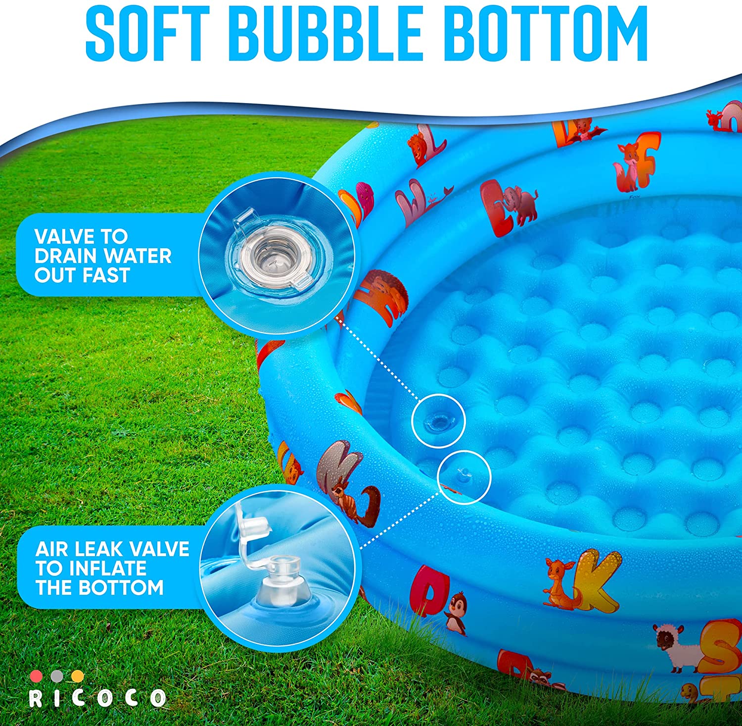 Inflatable Pool For Kids, Swimming Pool, Blow Up 3 Rings Round