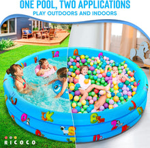 Load image into Gallery viewer, Inflatable Kiddie Pool for Kids - Kids Pools for Backyard - Swimming Pool for Kids, Toddlers, Baby - 3 Ring Pools for Inside and Outside - Durable Material with Soft Blow Up Bubble Botton, Blue