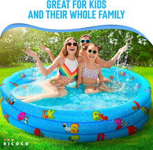 Load image into Gallery viewer, Inflatable Kiddie Pool for Kids - Kids Pools for Backyard - Swimming Pool for Kids, Toddlers, Baby - 3 Ring Pools for Inside and Outside - Durable Material with Soft Blow Up Bubble Botton, Blue