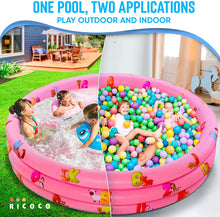 Load image into Gallery viewer, Inflatable Kiddie Pool for Kids - Kids Pools for Backyard - Swimming Pool for Kids, Toddlers, Baby - 3 Ring Pools for Inside and Outside - Durable Material with Soft Blow Up Bubble Botton, Pink