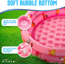 Load image into Gallery viewer, Inflatable Kiddie Pool for Kids - Kids Pools for Backyard - Swimming Pool for Kids, Toddlers, Baby - 3 Ring Pools for Inside and Outside - Durable Material with Soft Blow Up Bubble Botton, Pink