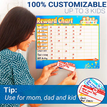 Load image into Gallery viewer, Chores Chart for Multiple Kids - Magnetic Responsibility Chart for Kids - Toddlers Behavior Chart - Reward Chart for Kids at Home - Star Chart - Sticker Chart - Chore Task Board (Blue.)