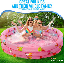 Load image into Gallery viewer, Inflatable Kiddie Pool for Kids - Kids Pools for Backyard - Swimming Pool for Kids, Toddlers, Baby - 3 Ring Pools for Inside and Outside - Durable Material with Soft Blow Up Bubble Botton, Pink