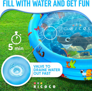 Small Pool for Kids, Small Kiddie Pool, Baby Pool for Kids 1-3 Years, Mini Pool for Toddlers & Infants, 32Inch, Small Inflatable Swimming Kiddie Pools for Outside and Inside, Durable Material Blue