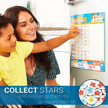 Load image into Gallery viewer, Chores Chart for Multiple Kids - Magnetic Responsibility Chart for Kids - Toddlers Behavior Chart - Reward Chart for Kids at Home - Star Chart - Sticker Chart - Chore Task Board (Blue.)